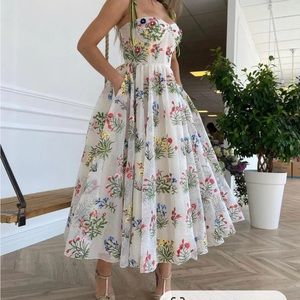 CocoFioreBridal Custom Etsy Wildflower Embroidered White Mesh Tulle Tea Dress